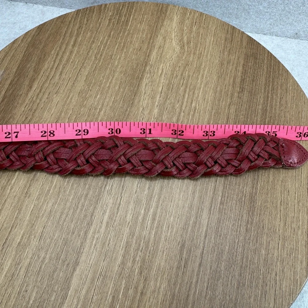Capezio Belt Womens Size S Red Braided Leather‎ Suede Medium Buckle Textured